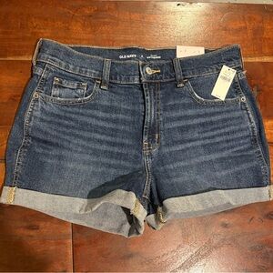 Old Navy Women's Dark Blue Jean Shorts Mid-Rise Boyfriend NWT Size 4